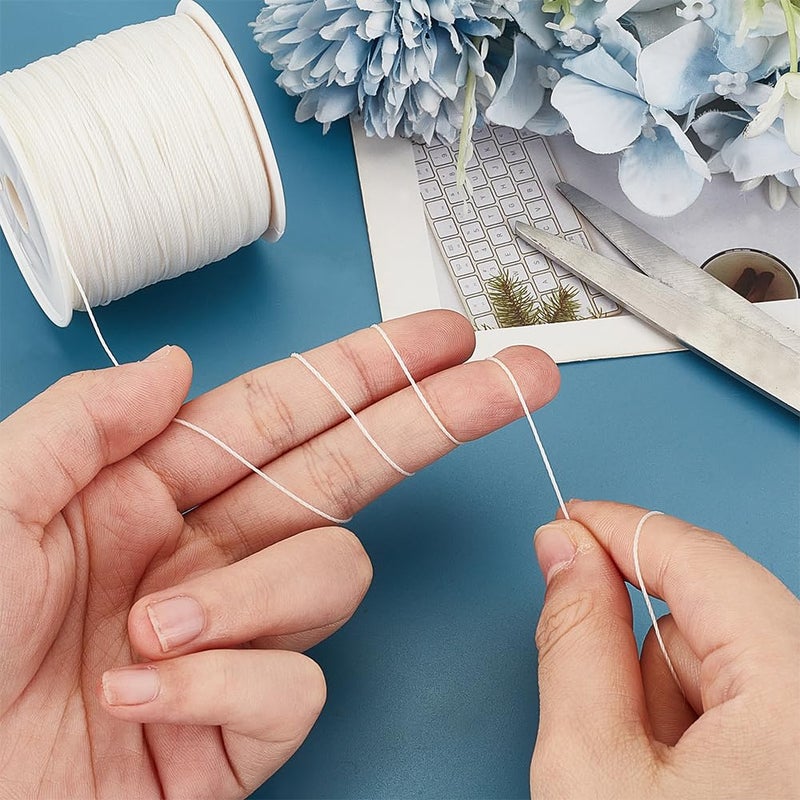 PH PandaHall PandaHall Elite 116 Yards 0.5mm Round Waxed Polyester Cord Thread Beading String for Jewelry Making and Macrame Supplies White - Image 3